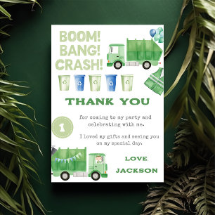 Garbage Trash Truck Birthday Party Thank You Card