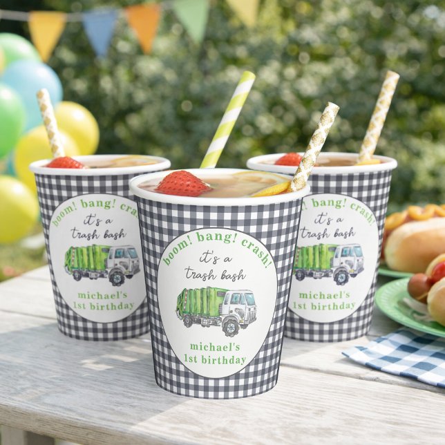 Garbage Trash Truck Birthday Personalized Paper Cups (Creator Uploaded)