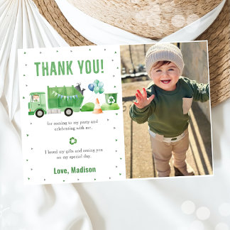 Garbage Trash Truck Birthday Photo Thank You Card