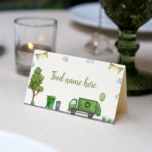 Garbage Trash Truck Tent Place Card (Creator Uploaded)
