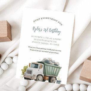 Garbage Truck 3rd Birthday Invitation