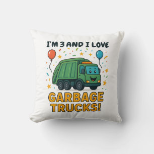 Garbage Truck Birthday Crew - Truck Kids Birthday Throw Pillow