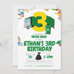 Garbage Truck Birthday, Garbage Truck 3rd Birthday Invitation at Zazzle