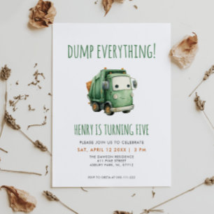 Garbage Truck Birthday Invitation