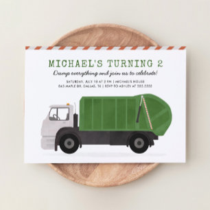 Garbage Truck Birthday Invitation
