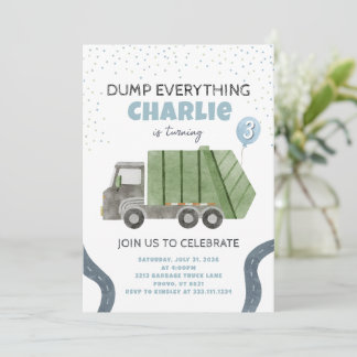Garbage Truck Birthday Party Invitation