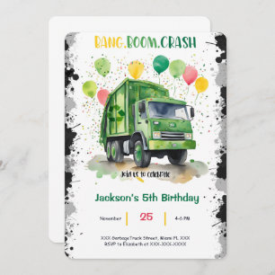 Garbage Truck Birthday Party Invitation