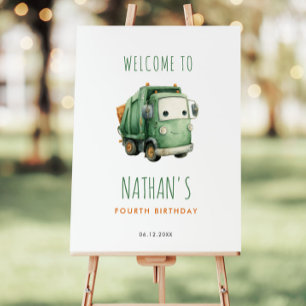 Garbage Truck Birthday Welcome Sign