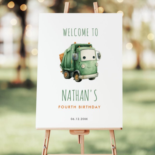 Garbage Truck Birthday Welcome Sign (Creator Uploaded)