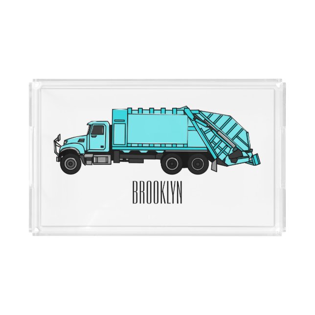 Garbage truck cartoon illustration acrylic tray (Front)