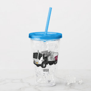 Garbage truck cartoon illustration acrylic tumbler