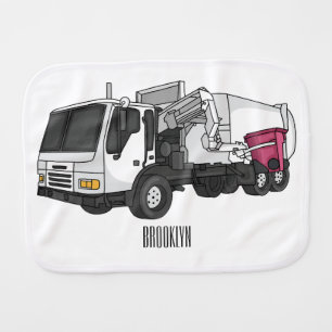 Garbage truck cartoon illustration baby burp cloth