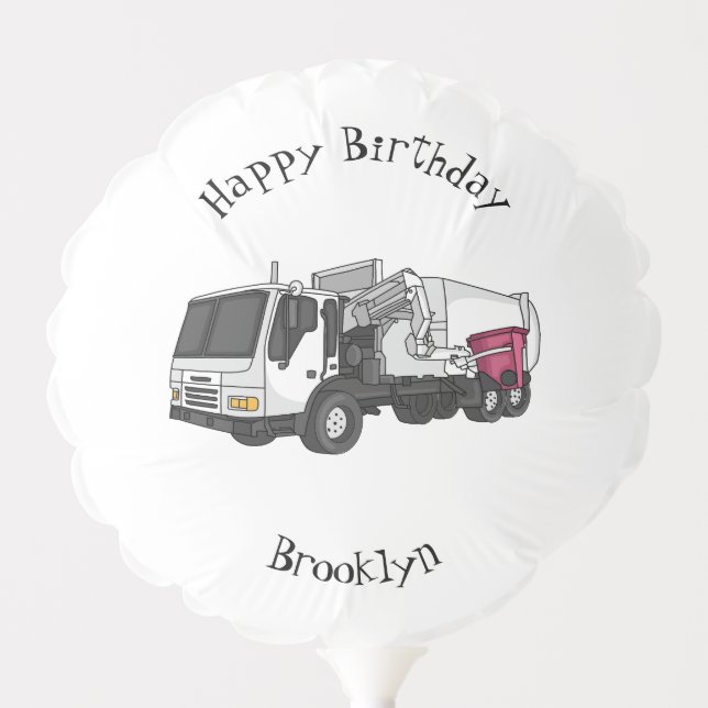 Garbage truck cartoon illustration balloon (Front)