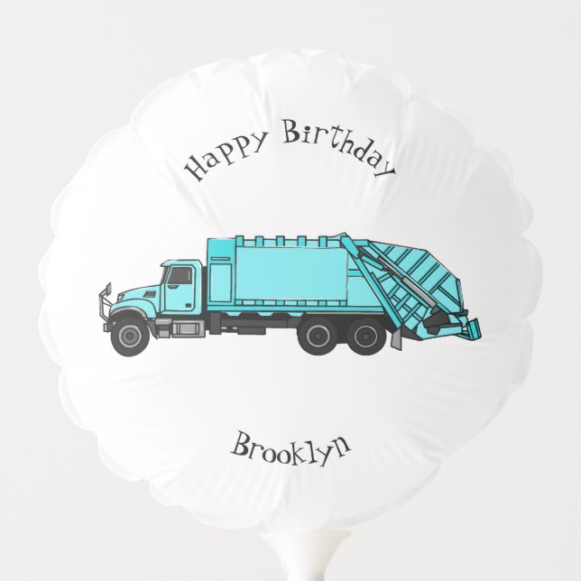 Garbage truck cartoon illustration balloon (Front)