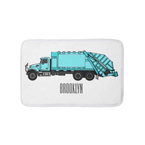 Garbage truck cartoon illustration bath mat