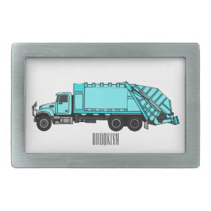 Garbage truck cartoon illustration belt buckle
