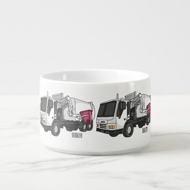 Garbage truck cartoon illustration  bowl (Center)