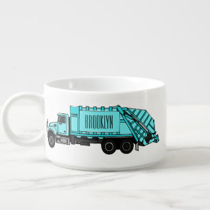 Garbage truck cartoon illustration bowl