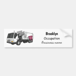 Garbage truck cartoon illustration bumper sticker