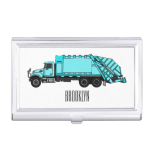 Garbage truck cartoon illustration business card case