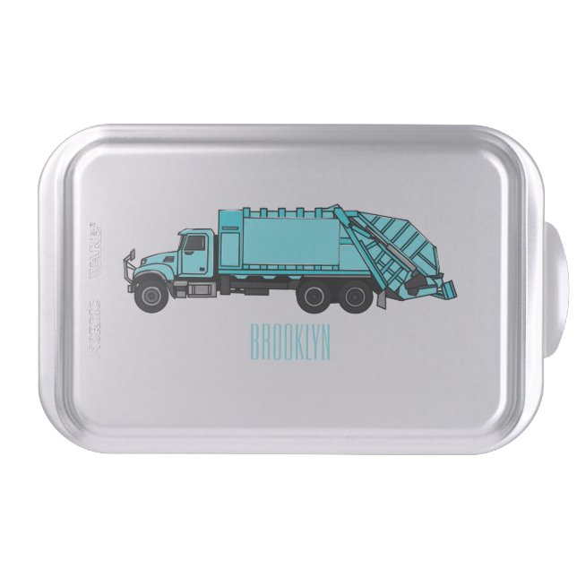 Garbage truck cartoon illustration cake pan (Front)
