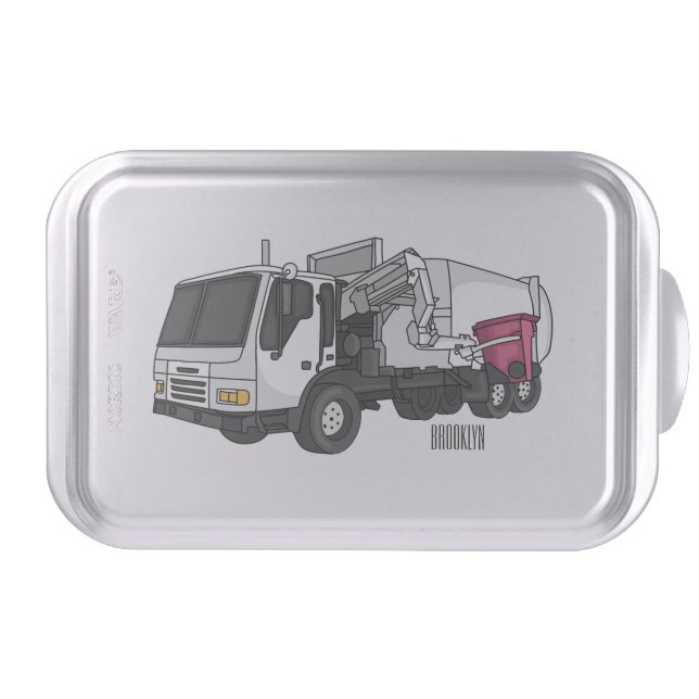Garbage truck cartoon illustration cake pan (Front)