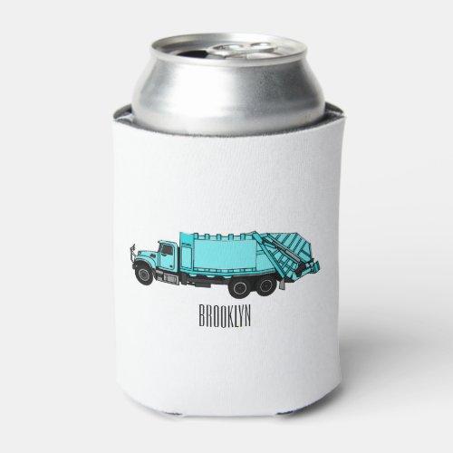 Garbage truck cartoon illustration can cooler