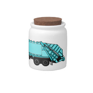 Garbage truck cartoon illustration candy jar