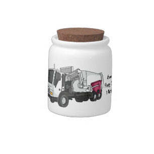 Garbage truck cartoon illustration candy jar