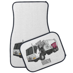 Garbage truck cartoon illustration  car floor mat