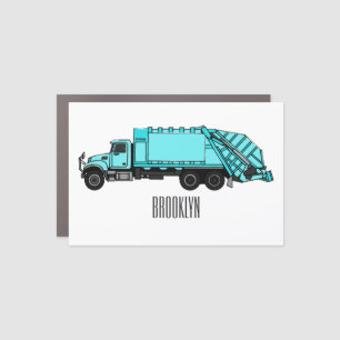 Garbage truck cartoon illustration car magnet