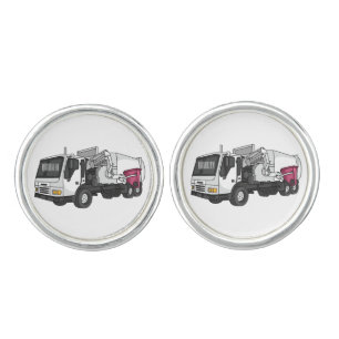 Garbage truck cartoon illustration cufflinks