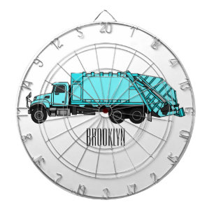 Garbage truck cartoon illustration dart board