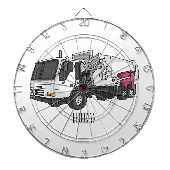 Garbage truck cartoon illustration  dart board (Front)