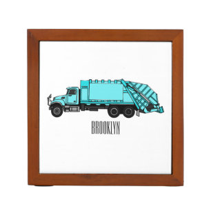 Garbage truck cartoon illustration desk organizer