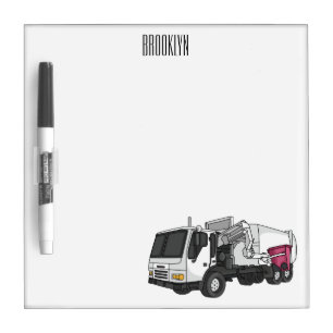 Garbage truck cartoon illustration  dry erase board