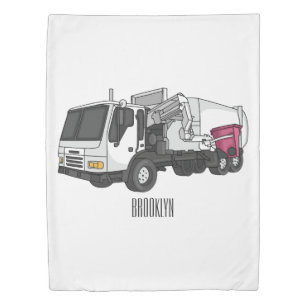 Garbage truck cartoon illustration duvet cover
