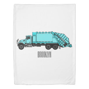 Garbage truck cartoon illustration duvet cover