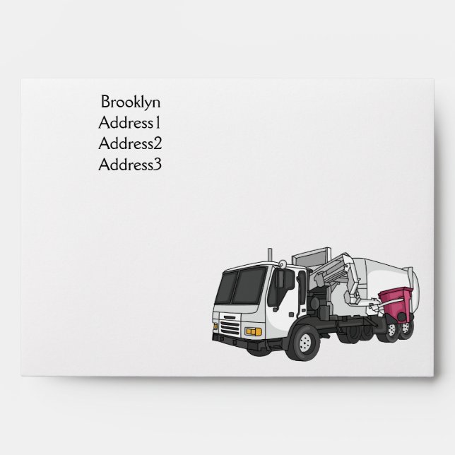 Garbage truck cartoon illustration envelope (Front)