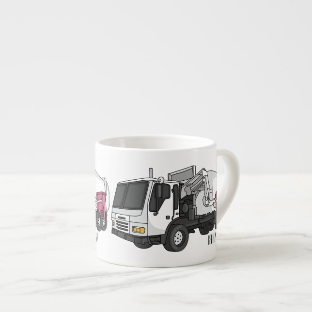 Garbage truck cartoon illustration  espresso cup (Front Right)