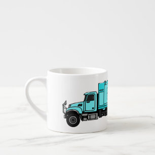 Garbage truck cartoon illustration espresso cup