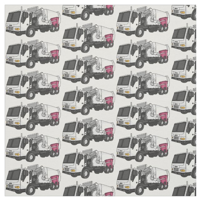 Garbage truck cartoon illustration fabric (Swatch)