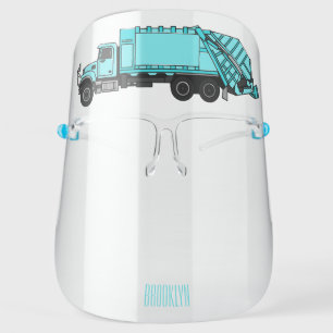 Garbage truck cartoon illustration face shield