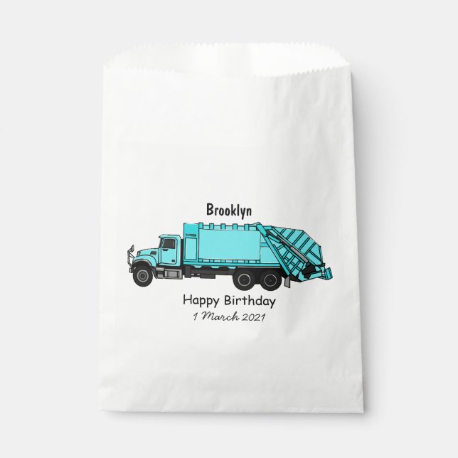 Garbage truck cartoon illustration favor bag (Front)