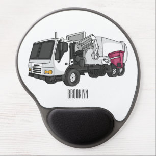Garbage truck cartoon illustration gel mouse pad