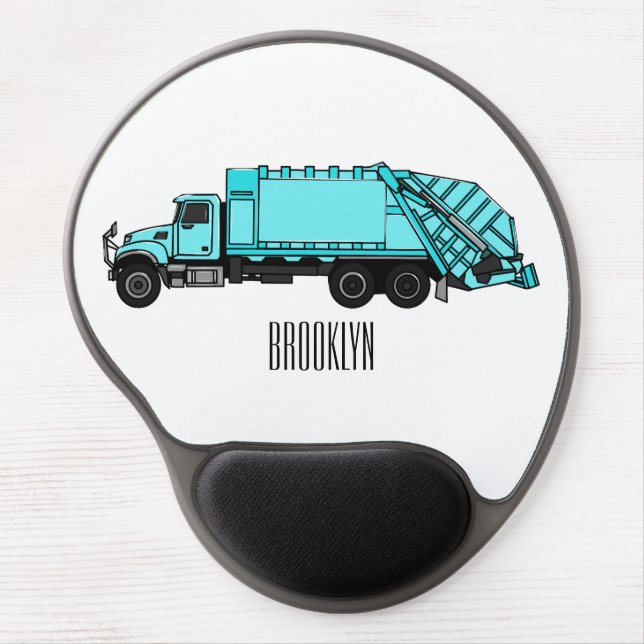 Garbage truck cartoon illustration gel mouse pad (Front)