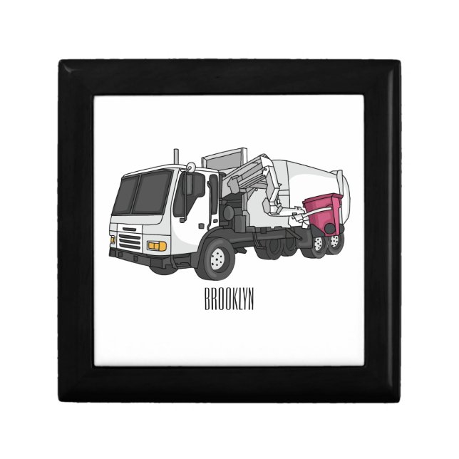 Garbage truck cartoon illustration gift box (Front)