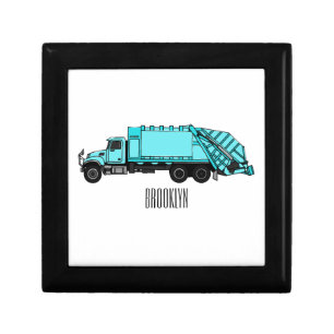 Garbage truck cartoon illustration gift box