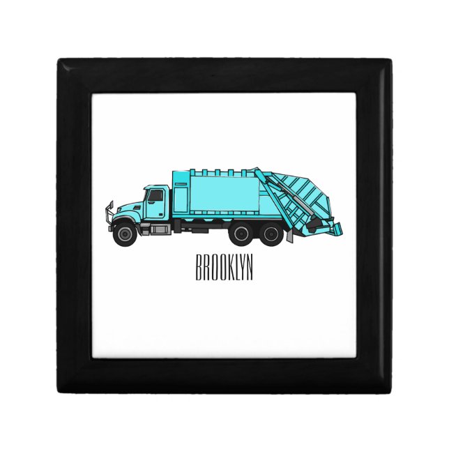 Garbage truck cartoon illustration gift box (Front)