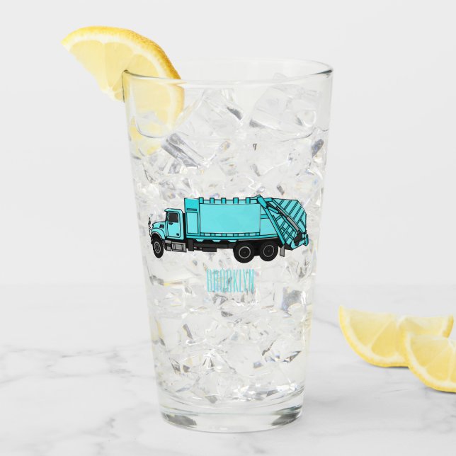 Garbage truck cartoon illustration glass (Front Ice)
